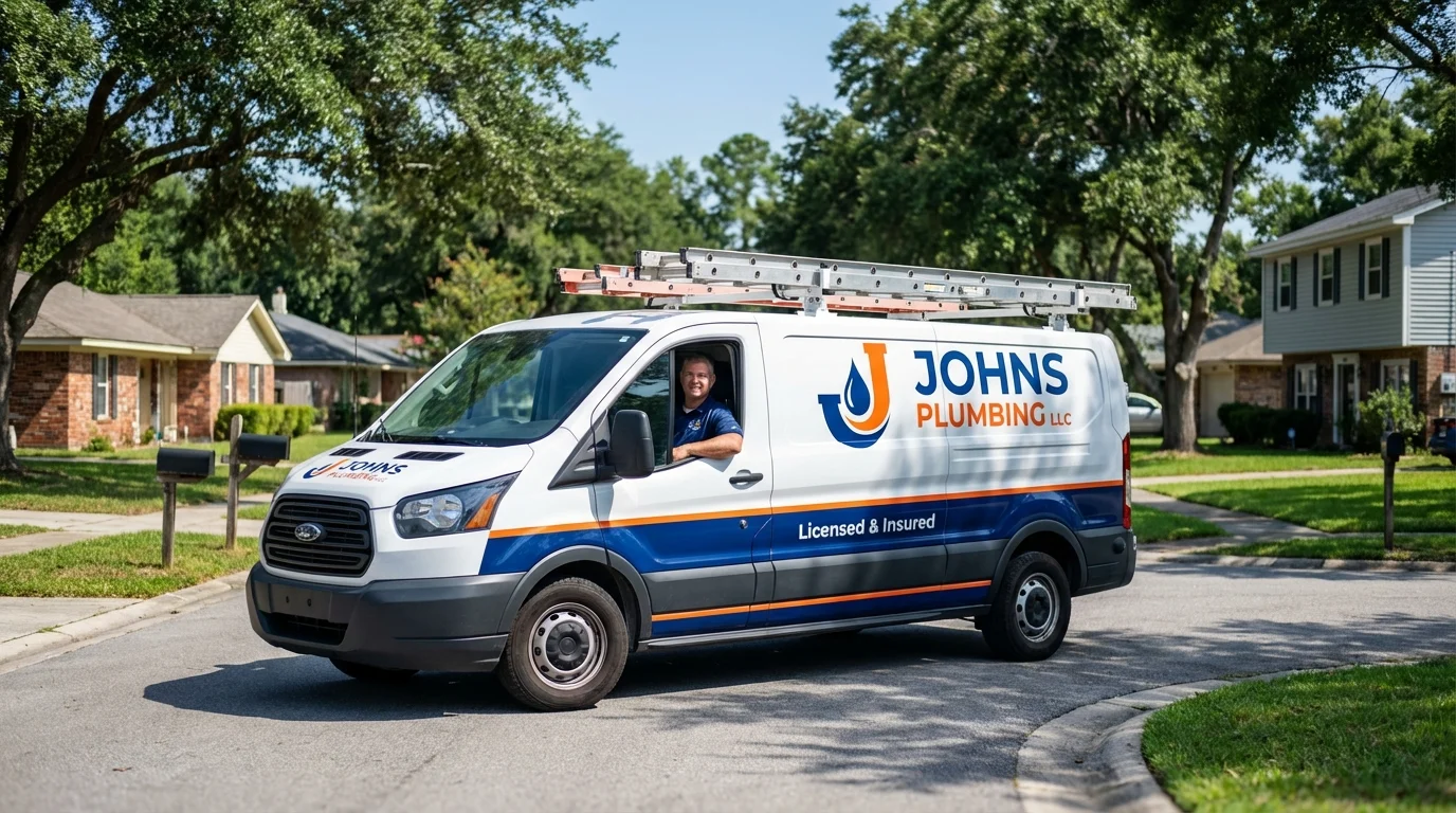 Johns Plumbing LLC service van in Lake Helen, FL