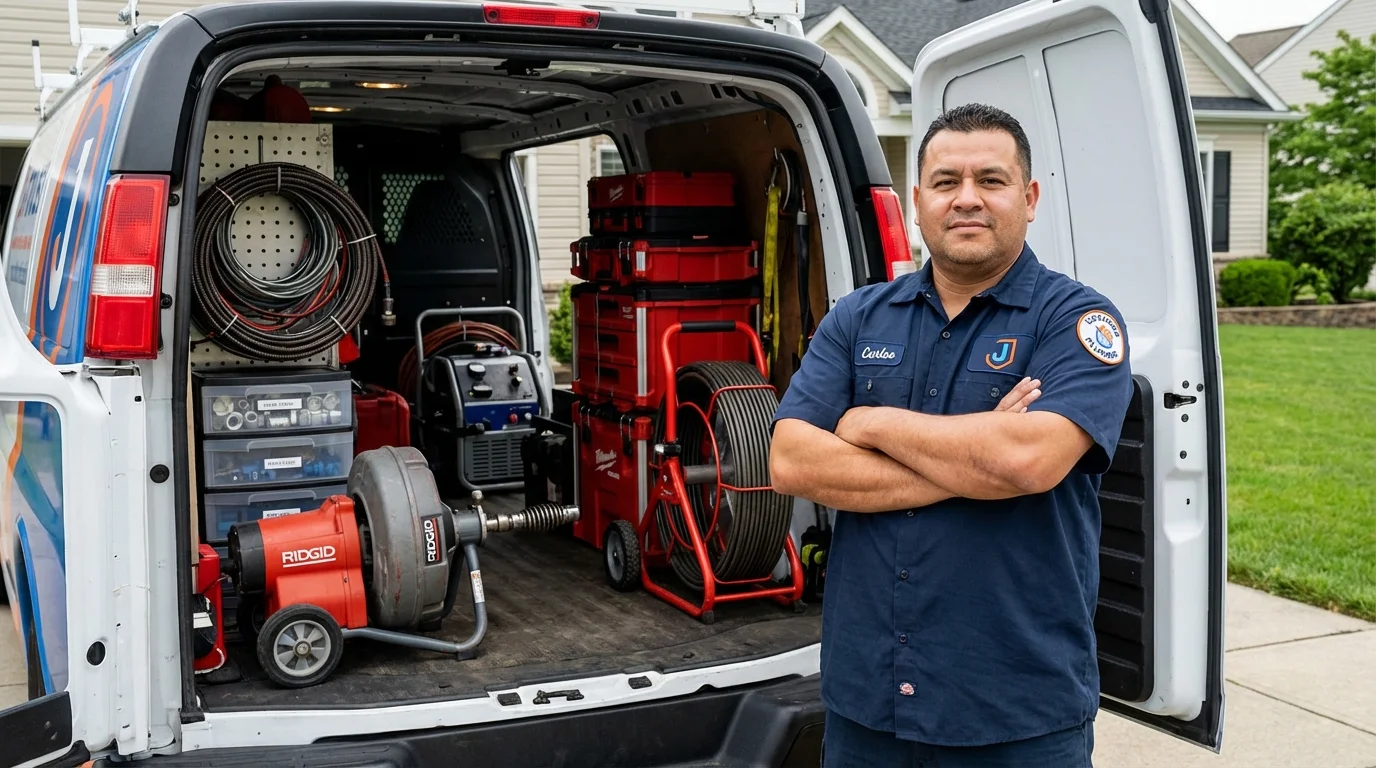 Professional drain cleaning equipment and Johns Plumbing LLC plumber in Lake Helen