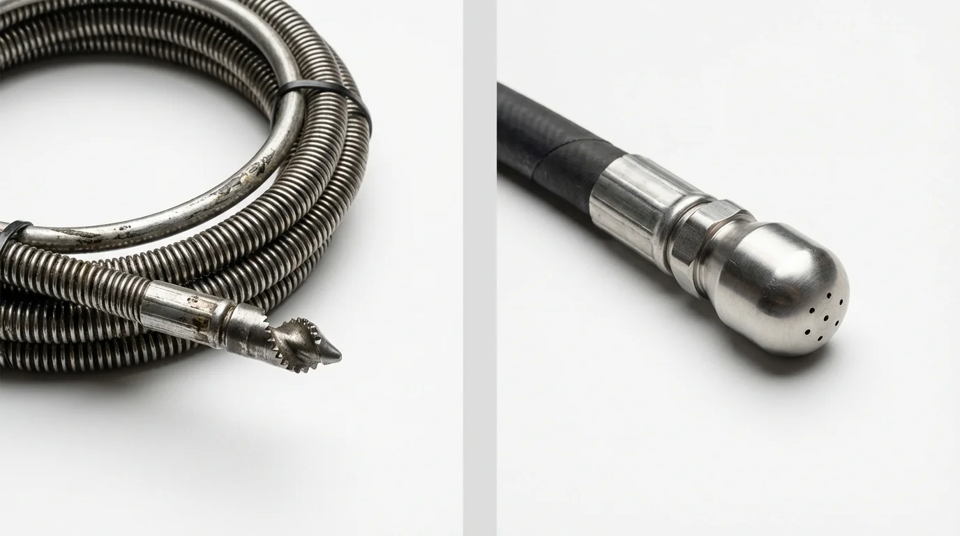 Drain snake cable and hydro jetting nozzle used for drain cleaning in Lake Helen, FL
