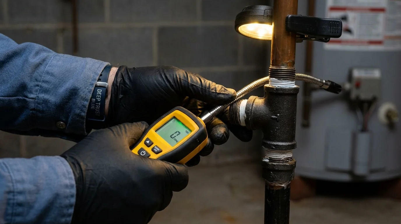 Gas leak detection with electronic sniffer by Johns Plumbing LLC in Lake Helen